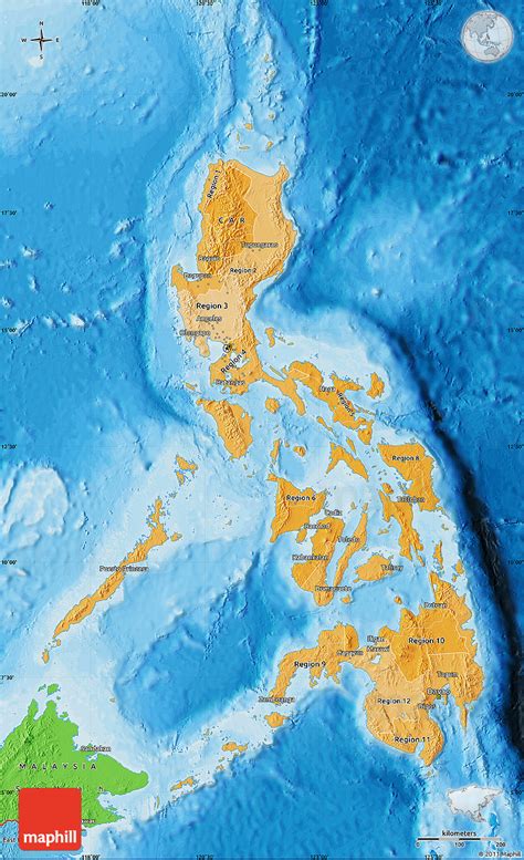 Political Shades Map Of Philippines