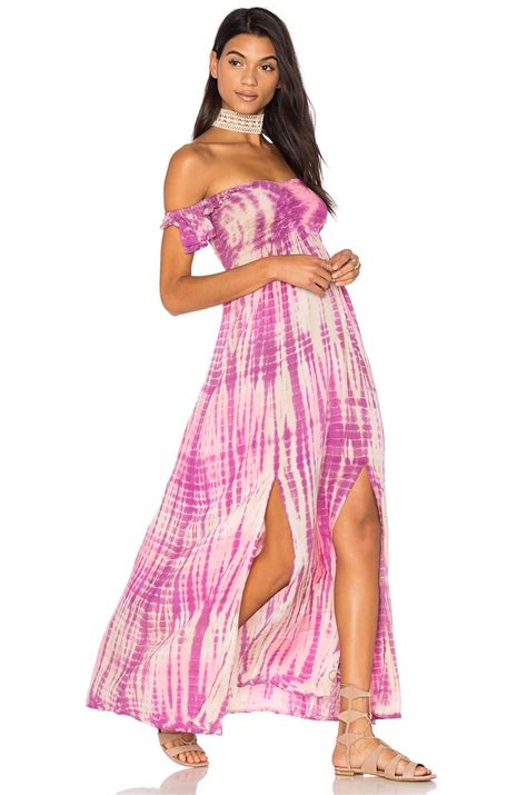 tiare hawaii hollie off the shoulder maxi in beige purple and violet sabia revolve dress to