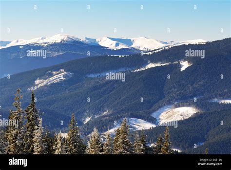 The View From A Slope Of Bukovel Ski Resort Ukraine Stock Photo Alamy
