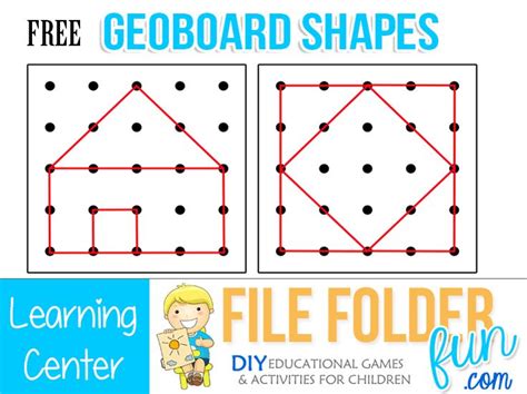 Printable Geoboard Patterns | Geo board, First grade math, Task cards