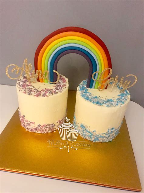 Twins Rainbow Cake Twin Birthday Cakes Birthday Cake Kids New