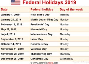 All these 2020 holidays are a chance to visit this beautiful place or you can also invite your family and loved ones to stay with you and enjoy. Federal Holidays 2019
