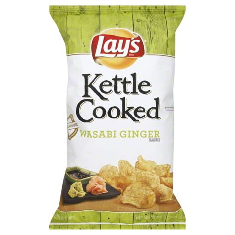 Lays Kettle Cooked Wasabi Ginger Flavored Potato Chips 8 Oz
