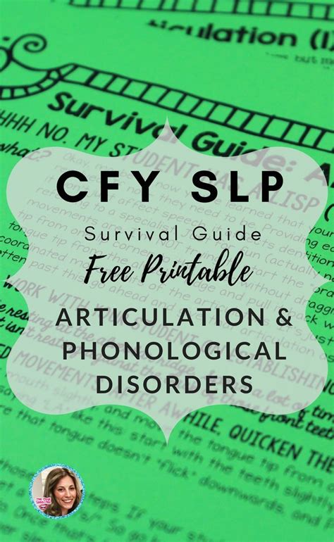 Slp Cfy Articulation Speech Therapy Guide This Is A Free Printable