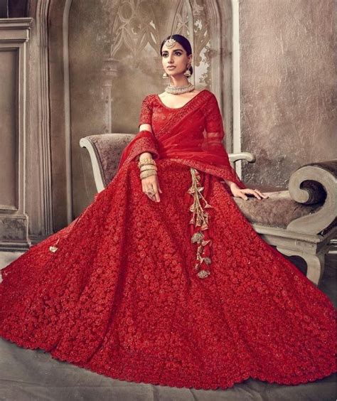 Buy Red Color Heavy Work Indian Wedding Lehenga In Uk Usa And Canada