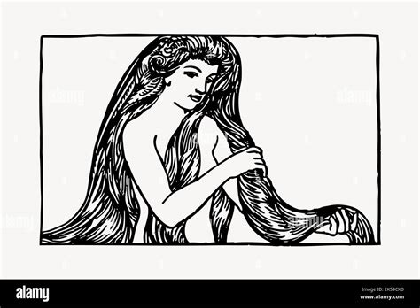 Maiden With Long Hair Clipart Vintage Woman Illustration Vector Stock Vector Image And Art Alamy