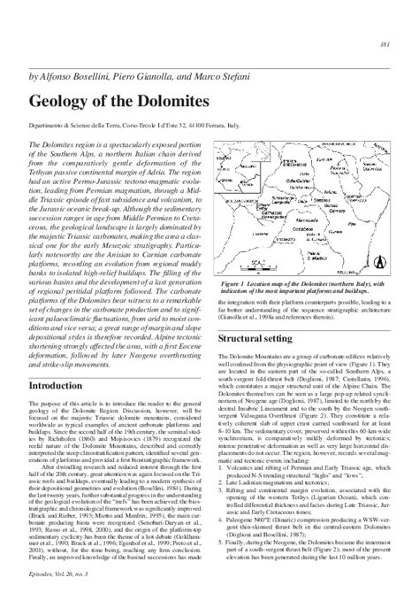 Pdf Geology Of The Dolomites Piero Gianolla And Stefano Furin