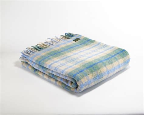 Tweedmill Textiles 100 Pure New Wool Sofa Throw Blanket Cottage Blue