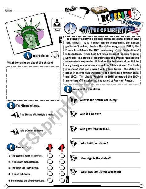 Statue Of Liberty Reading Comprehension - Pin on Landmarks