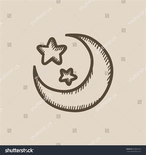 Moon Stars Vector Sketch Icon Isolated Stock Vector Royalty Free