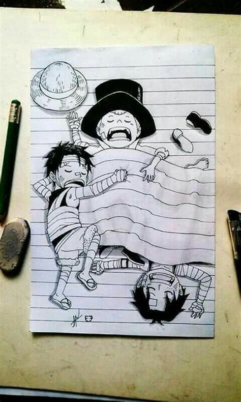 Ace Luffy Sabo Brothers Cute Funny Drawing Sleeping Young