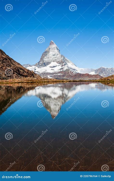 Riffelsee Lake And Matterhorn Switzerland Stock Photo Image Of