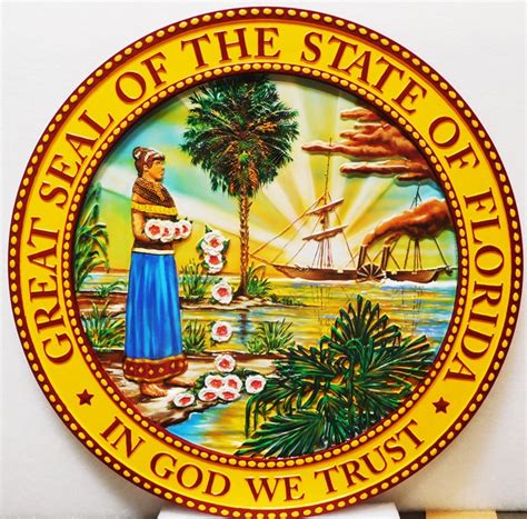 Painted Wood And Metal 3 D State Seal Wall And Podium Plaques