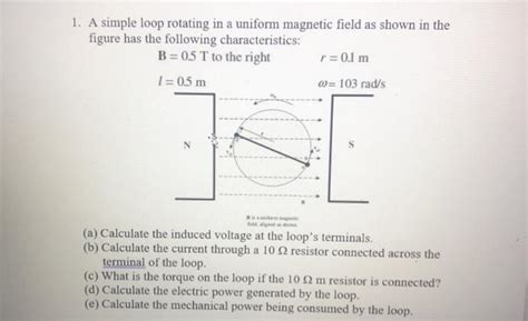 Solved 1 A Simple Loop Rotating In A Uniform Magnetic Field