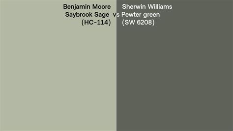 Benjamin Moore Saybrook Sage Hc Vs Sherwin Williams Pewter Green