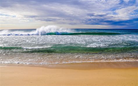 Awesome Waves Waves On The Beach Landscape Wallpaper Waves Wallpaper