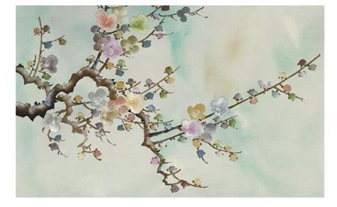 Chinoiserie Brushwork Hanging Plum Blossom Tree Wallpaper Etsy