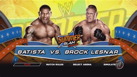 Wwe 2k14 Dream Matches Batista Vs Brock Lesnar Youtube
