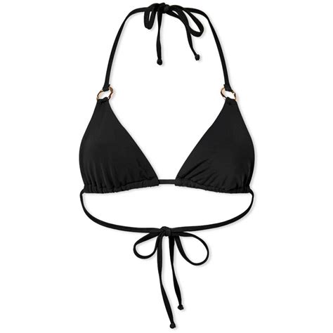 Louisa Ballou Womens Mini Ring Triangle Bikini Top In Black Louisa Ballou