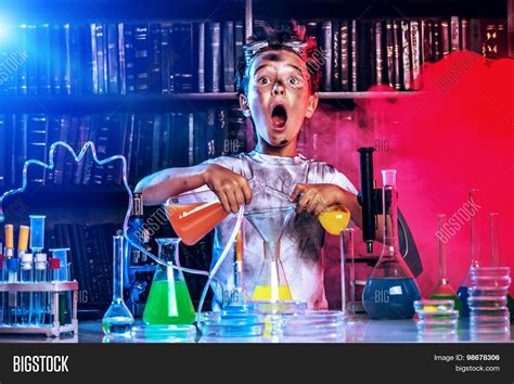 Boy Doing Experiments Laboratory Image And Photo Bigstock