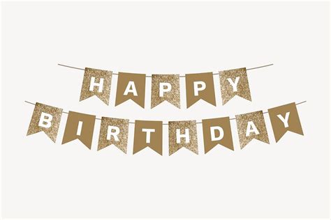 Gold Happy Birthday Banner Party Free Vector Rawpixel