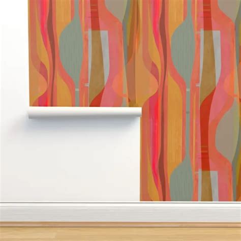 Removable Water Activated Wallpaper Midcentury Modern Mod Minimal Shape