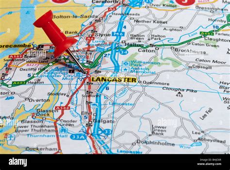 Red Map Pin In Road Map Pointing To City Of Lancaster Stock Photo Alamy