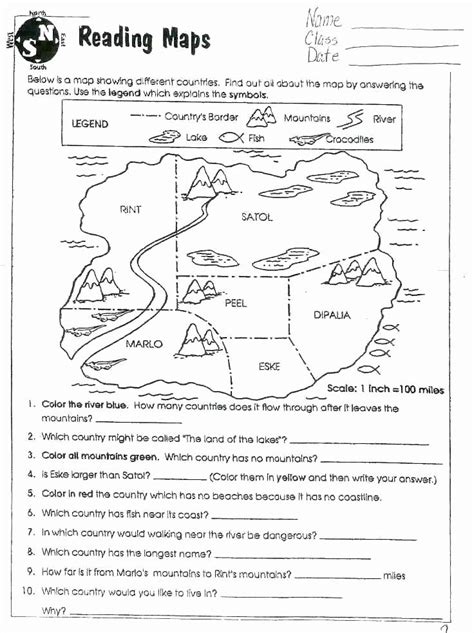 Second Grade Map Skills Worksheet