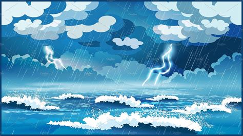 Storm At Sea Ocean Illustration Sea Illustration Ocean Drawing