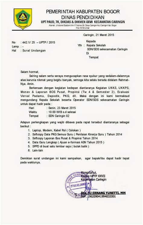 Contoh Surat Undangan Rapat Resmi Sekolah Contoh Surat  Riset