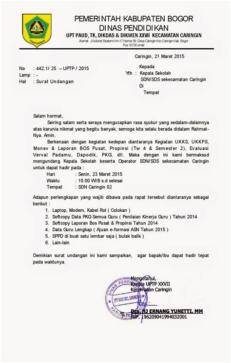 Contoh Surat Undangan Rapat Komite Sekolah Ruang Ilmu