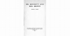 Mr. Bennett and Mrs. Brown by Virginia Woolf
