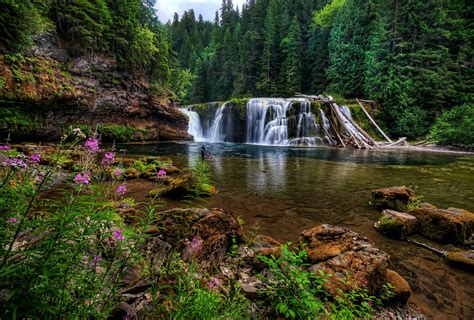 Lewis River Falls Usa Full Hd Wallpaper And Background