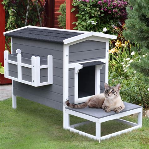 Weitere ideen zu katzen haus, katzen, katzenzimmer. PawHut Katzenhütte Katzenhaus Katzenklappe Kleintierhaus ...