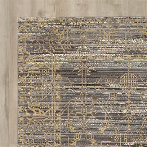 Well woven corbin grey & gold retro border marble pattern area rug 5x7 (5'3 x 7'3). Lark Manor Menton Gray / Gold Area Rug & Reviews | Wayfair