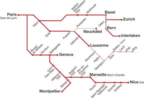 Route Map For Tgv Lyria France ↔ Switzerland In 2023 Route Map