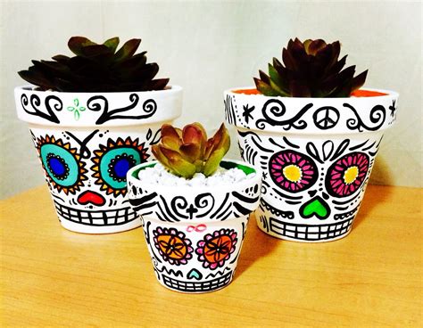 Dia De Los Muertos Succulent Planters Manualidades Decoración De