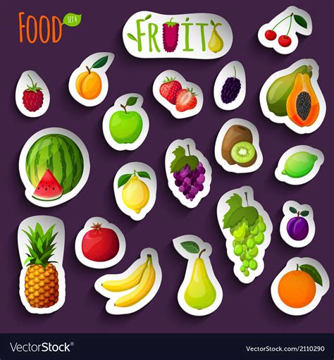 Fresh Fruits Stickers Royalty Free Vector Image