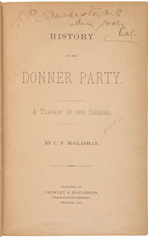 history of the donner party a tragedy of the sierras by mcglashan charles f 1879 william