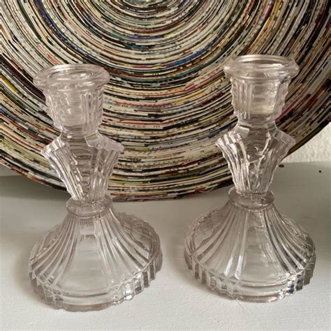 Accents Vintage Pair Pressed Glass Candlesticks Poshmark