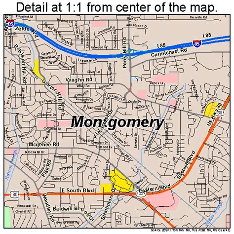 Montgomery Alabama Wall Map Premium Style By Marketma