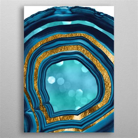 Agate Aqua Blue Gold 1 Poster By Anitas And Bellas Art Displate
