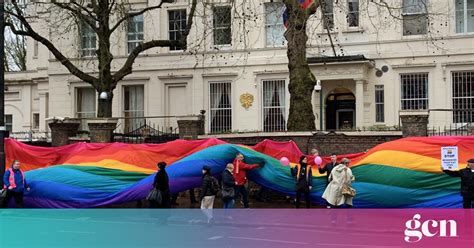 Lgbt Activists Wrap Russian Embassy In Rainbow Flag In Response To Chechnya • Gcn