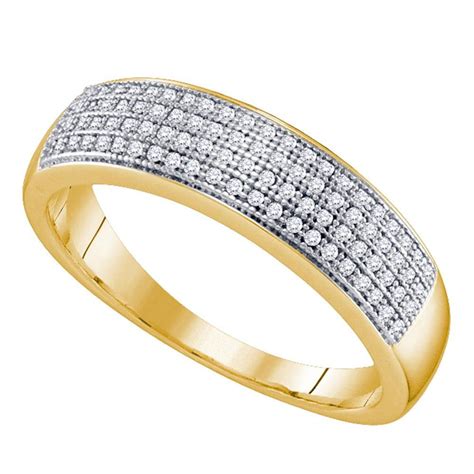 025 Ctw Mens Pave Set Diamond Wedding Ring 10kt Yellow Gold Ref 25h4m