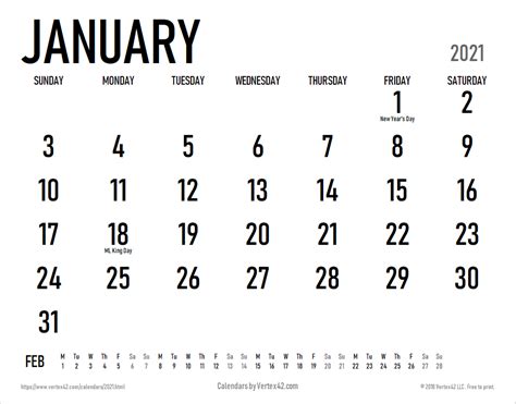Printable Calendar 2021 And 2022