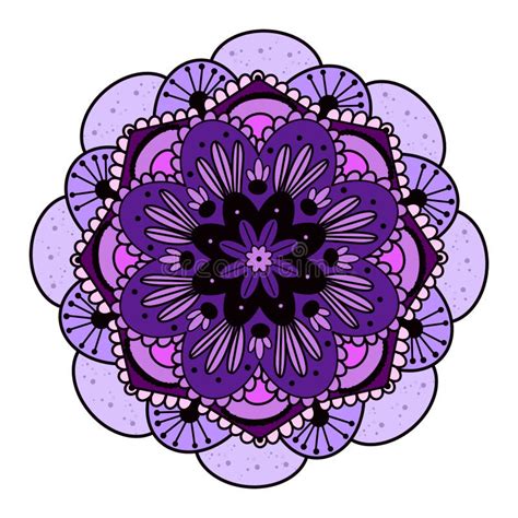 A Colourful Purple Mandala Doodle Illustration Stock Image