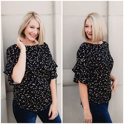 Stacy Is Wearing The Black Color In Our Multi Polka Dots Top Pair