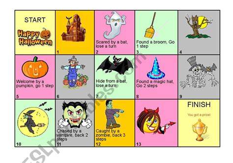 Halloween Board Game Esl Worksheet By Blacksheep