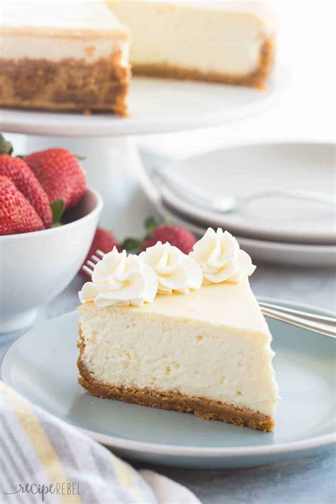 Unmold cake and serve with heavy unsweetened cream poured over each slice. The Best Baked Vanilla Cheesecake Recipe