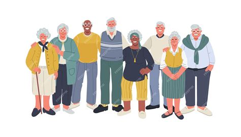 Premium Vector | Diverse senior people huddlesmiling and standing